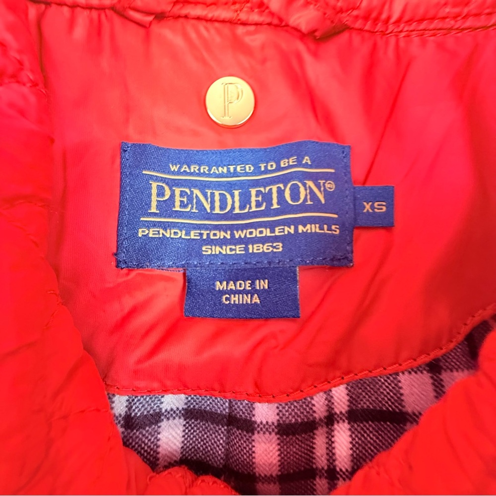 Pendleton Diamond Quilted Snap Puffer Jacket Red … - image 2